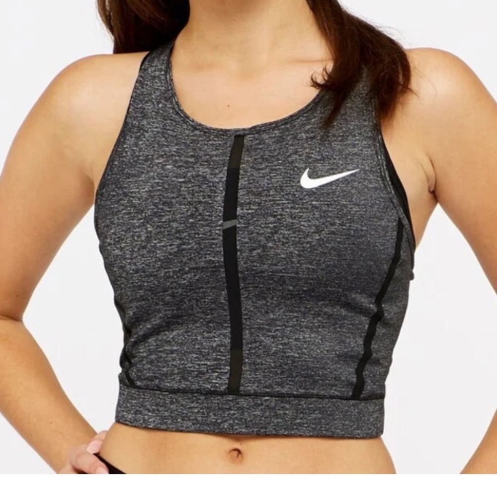 NIKE PRO HYPERCOOL CROPPED TRAINING TANK - BLACK/ HEATHER Size M - Picture 1 of 12